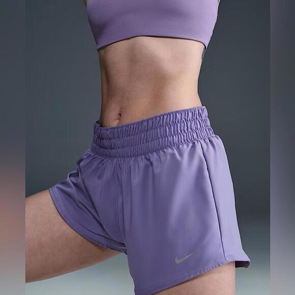 Nike One Dri-FIT Mid-Rise Purple 3" Shorts Women's Medium - Picture 3 of 8